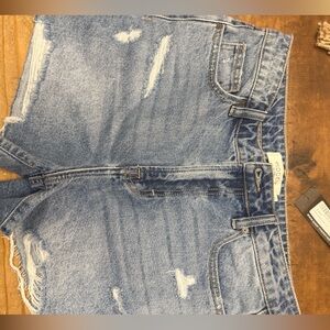 Distressed Blue Denim Shorts